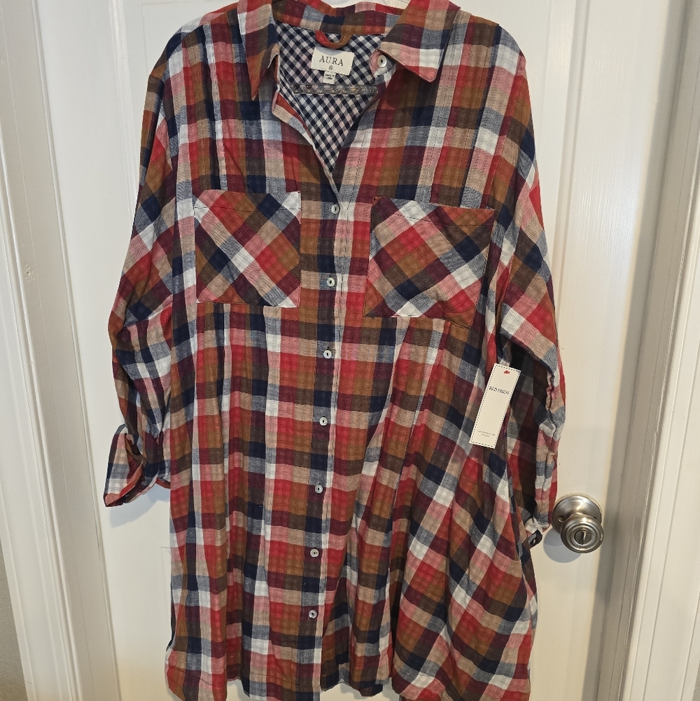 Plaid Button-Up Shirt Dress